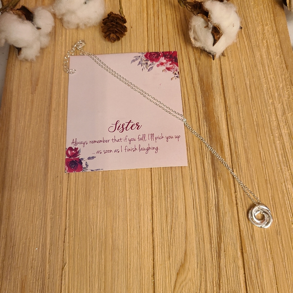 Beautiful Twisted Hoop Sister Necklace in SILVER - Picture 11 of 11